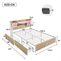 Sommier de lit moderne inclinable en bois et fer durable personnalisé avec tiroir, du simple au king size, pour hôtel, appartement, chambre à coucher, meubles