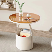 Petite table basse nordique minimaliste, table d'appoint blanche pour la maison, meubles de maison, table ronde en verre moderne.