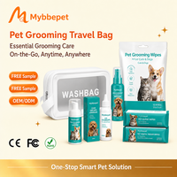 Kit de toilettage professionnel 6-en-1 pour chiens et chats : Sac de voyage avec mousse nettoyante pour pattes, gouttes auriculaires, déodorant et sac de lavage