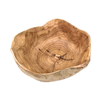 Bol artisanal en bois naturel fait à la main moyen jetable pour service de salade de fruits et stockage bol en bois