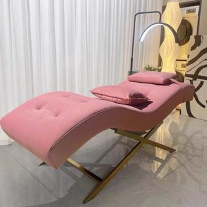 Lit de cils rose moderne pour salon de beauté, matelas incurvé de spa pour lit de soin du visage, lit de cils de luxe pour salon de beauté - Product Image 1