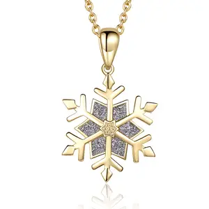 Desain Baru Gadis Perhiasan Wanita 925 Sterling Silver Liontin Kalung Kepingan Salju
