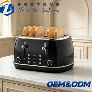 เครื่องปิ้งขนมปัง BESTONE 4 แผ่น สีดำ แบบตั้งเวลาด้วยระบบกลไก ฟังก์ชั่นละลายน้ำแข็ง อุ่นอาหาร ยกเลิกการปิ้ง ใช้ในครัวเรือน - Product Image 1