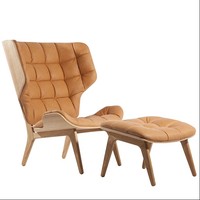 Fauteuil à oreilles de mamouth YAAI YAF-095 en bois cintré et rembourré en cachemire - Design contemporain pour salon et usage extérieur