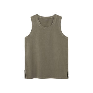 2026 Summer New Arrival Washed <b>Vintage</b> Split Distressed Men's <b>Tank</b> <b>Top</b> Casual Sports Fitness Cotton Sleeveless Men's T-Shirt - Product Image 3
