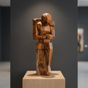 Escultura de Figura Humana Abstracta Moderna Hecha a Mano en Madera Pulida, Estatua Artística Decorativa, Regalo para el Día de la Tierra, Adorno de Mesa - Product Image 3