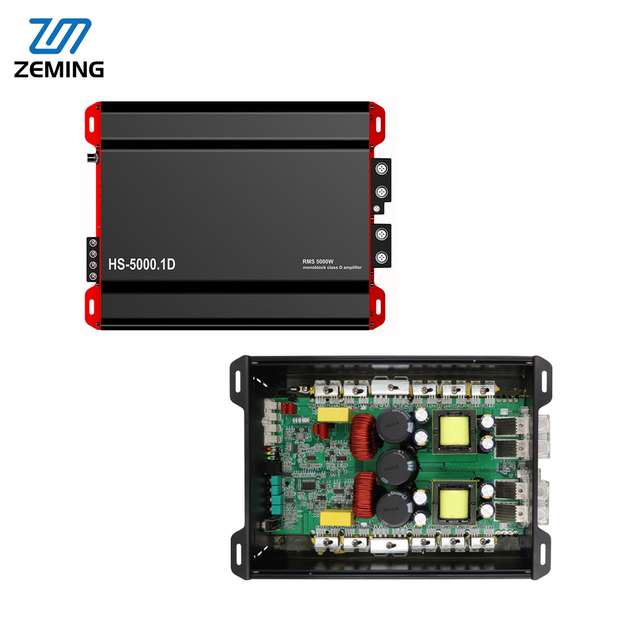zeming 90db Class D Bass Car Amplifier 5000W 1 Ohm Stable Output High Sensitivity Mono Block Subwoofer