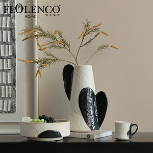 Flolenco astratto fiore nero cuore in ceramica vasi da tavolo statua ornamenti arte artigianato ciotola di frutta ceramica tazza vaso <span class=keywords><strong>Set</strong></span> - Product Image 1