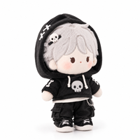 Peluche Garçon à Capuche Crâne Mignon, Jouet en Peluche Personnage Personnalisé Noir, Vente en Gros