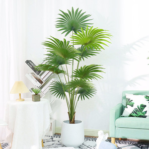 Grand éventail tropical simulation de palmier <span class=keywords><strong>plante</strong></span> verte arbre en pot en gros plancher <span class=keywords><strong>intérieur</strong></span> <span class=keywords><strong>plante</strong></span> aménagement paysager faux bonsaï ornements - Product Image 2