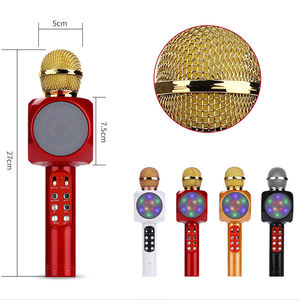 Microphone de karaoké sans fil d'anniversaire de Noël Machine de haut-parleur de karaoké portable avec lumières LED contrôlables - Product Image 3