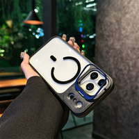 Étui de téléphone en PC magnétique antichoc à haute perméabilité avec support d'objectif rabattable de luxe et poignée de téléphone pour la série 17promax/16/15