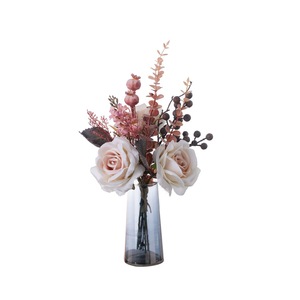 Bouquet de fleurs artificielles CallaFloral Soft Milkshake Rose en tissu tissé plastique pour la décoration de la maison et des mariages CF02045 - Product Image 5
