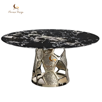 Table basse ronde moderne de luxe Table basse pied en aluminium doré Table basse en marbre pour villa
