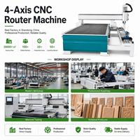 Graveur CNC à quatre axes pour le travail du bois, 1300x2500x200mm, unité rotative externe à broche de 3.7kW pour la sculpture 2D et 3D