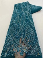 NI.AI plus récent filet perlé en tulle avec dentelle en tissu brodé de paillettes pour robe de mariée