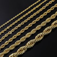 Chaîne torsadée en gros 2mm 3mm 4mm 5mm 6mm 7mm 8mm 12mm en laiton plaqué or, collier hip-hop, bijoux
