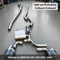 Tuyaux d'échappement arrière en acier inoxydable LK Performance Racing avec silencieux à valve et embouts d'échappement, ajustement direct pour BMW M3 E46 E90