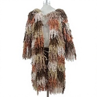 Cardigan long décontracté pour femme, tricoté à la main au crochet, multicolore, avec franges et pompons, pour l'automne