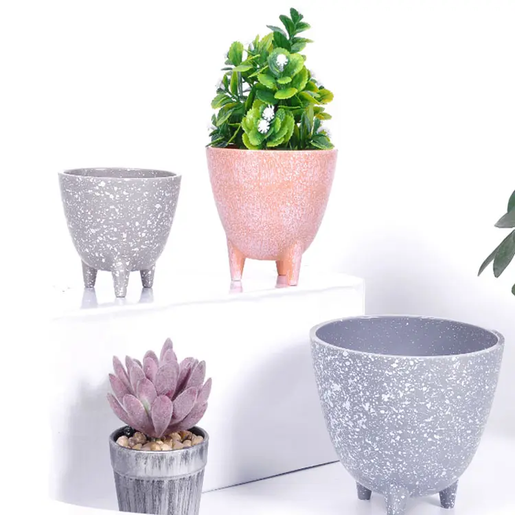 Cheap colorful mini size melamine plastic flower planter pot garden