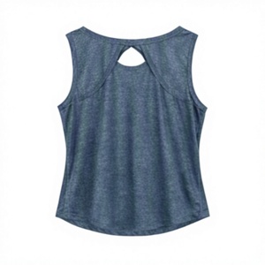 Débardeur sans manches pour femme, couleur unie, col rond, dos évidé, coupe ample, respirant, pour le yoga et l'entraînement, haut décontracté - Product Image 4