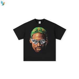 T-shirt personnalisé à col rond, coupe ample, épaules tombantes, impression DTG, pour les fans de basketball et de hip-hop - Product Image 4