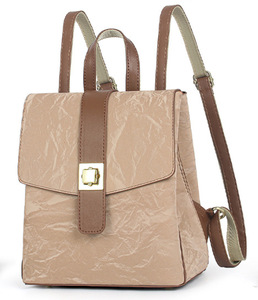 Retro <b>Black</b> Microfiber Women's <b>Backpack</b> with Brown Strap and Buckle Closure Medium Capacity for Daily Use - Product Image 3