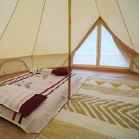 Woqi 4-saisons toile de coton imperméable grande famille Camp Beige cloche tente chasse tente murale