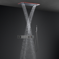 Nouveau design 2026 Ensemble de douche Bluetooth musical pour salle de bain 600*320 MM avec pommeau de douche LED encastré plafond effet pluie et cascade et système de robinetterie numérique