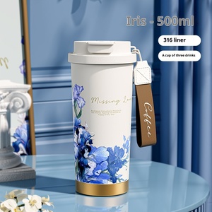 <span class=keywords><strong>Thermos</strong></span> à café en acier inoxydable à quatre feuilles de trèfle, isolation sous vide, doublure en céramique, design à double paroi portable, 6 à 12 heures - Product Image 6