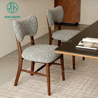 Chaise de restaurant Ron Group, style rétro français, en bois de noyer foncé, avec dossier papillon personnalisé en tissu, sans accoudoirs, pour hôtel