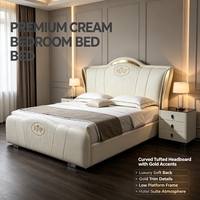 Lit en cuir de luxe moderne, cadre de lit moelleux, lit double, mobilier de chambre principale, lits rembourrés minimalistes