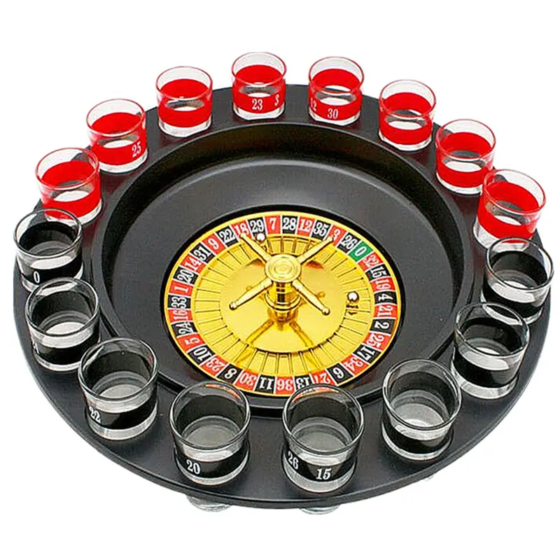 Bar Divertente Strumenti Russia Giradischi Vetro di Colpo Bere Gioco della Roulette Set 16 Colpi