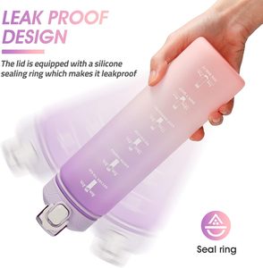 Botella de agua deportiva de gran capacidad para viajes, a prueba de fugas, sin BPA, motivacional, 32oz, con marcador de tiempo, correa de transporte de pajita - Product Image 6