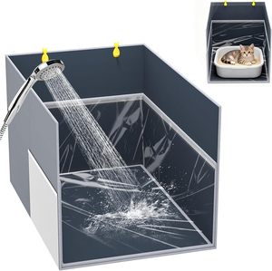 Enclos pour litière de <span class=keywords><strong>chat</strong></span>, protection contre les éclaboussures, pliable, imperméable, avec tapis en PVC amovible pour chats d'intérieur - Product Image 1