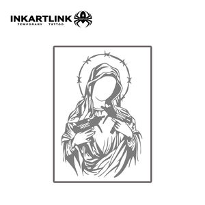 Autocollant de tatouage INKARTLINK pour le corps, autocollant de tatouage en papier, Vierge Marie, imperméable, écologique, longue durée, 15 jours, en vrac - Product Image 3
