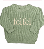 Pull en tricot 100 % coton personnalisé pour femme, broderie lettre, col rond, coupe décontractée, automne-hiver, OEM