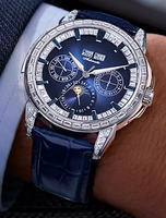 Montres mécaniques en acier pour hommes d'affaires, avec calendrier perpétuel en cristal et affichage 24 heures, conception d'usine et fabrication en série, pour marque privée