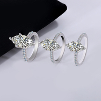 Anillo de Plata de Ley S925 con Corona de Diosa y Corte Marquesa, Banda Completa de Moissanita, Anillos de Lujo para Parejas, para Mujer