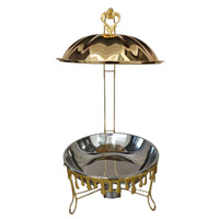 Modèle exclusif transfrontalier de style chinois 01 – Réchaud de buffet commercial en acier inoxydable doré plaqué or, chauffage à l'alcool