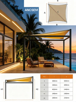 Ancsem Nouvelle Arrivée - Gazebo Extérieur Rétractable, Nouveau Design, Ombrelle à Manivelle, Protection Contre la Pluie, Idéal pour le Camping, les Gîtes et les Hôtels