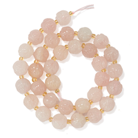 Perles de pierres précieuses naturelles sculptées à la main en forme de fleur, perles de lotus naturelles pour la fabrication de bijoux, 10 mm, quartz rose, améthyste