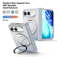 Coque de téléphone magnétique transparente à dégradé de couleurs pour iPhone 18 Duo 18 Pro 18 Pro Max avec support anneau antichoc et cadre coloré