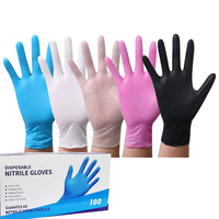SONICE 100 pièces 4 mil 28 cm Gants jetables en nitrile industriels de sécurité alimentaire imperméables sans poudre bleu noir sans latex