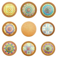 Sous-verre et set de table en céramique et liège, motif mandala en relief, brillant, isolant thermique, anti-brûlure, écologique et résistant aux chocs