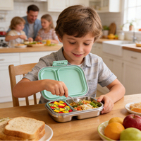 Boîte à lunch portable en acier inoxydable pour femmes et hommes, étanche avec silicone, boîte à lunch écologique pour enfants