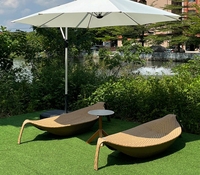 Mobilier d'extérieur Chaise longue en rotin en forme de feuille Offre Spéciale la plage Piscine Chaise longue en rotin