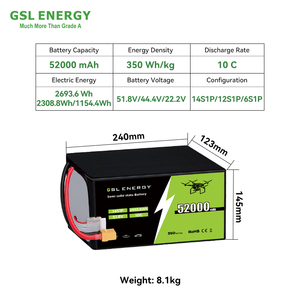 Batterie au lithium-ion semi-solide GSL ENERGY 51,8 V 52 Ah 2693,6 Wh 350 Wh kg pour drone agricole FPV - Product Image 4