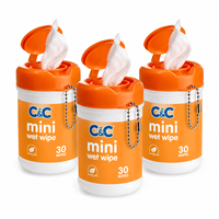 Mini-boîte de lingettes humides personnalisée, porte-clés, lingettes nettoyantes en mini-boîte à anneau de traction