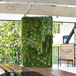 Mur végétal vertical décoratif intérieur/extérieur TIZEN 3D anti-UV, jungle verte, plante artificielle, mur en herbe, fabriqué en plastique durable - Product Image 3